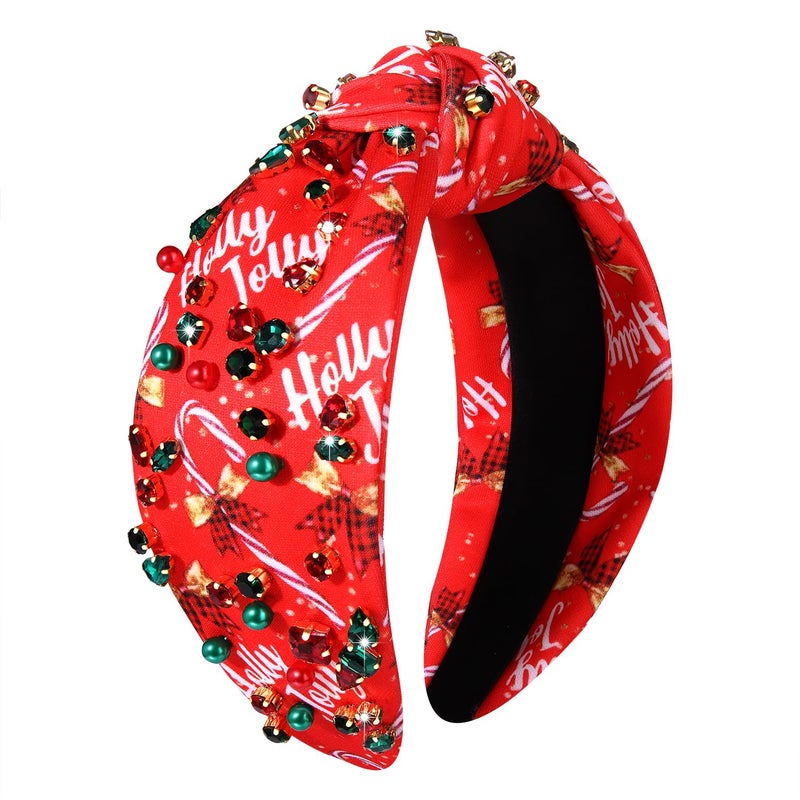 MOLOCH Christmas Headband for Women Christmas Tree Bow Snowflake Knotted Headband Jeweled Crystal Xmas Head Band Xmas Decorations Gifts - Image 1
